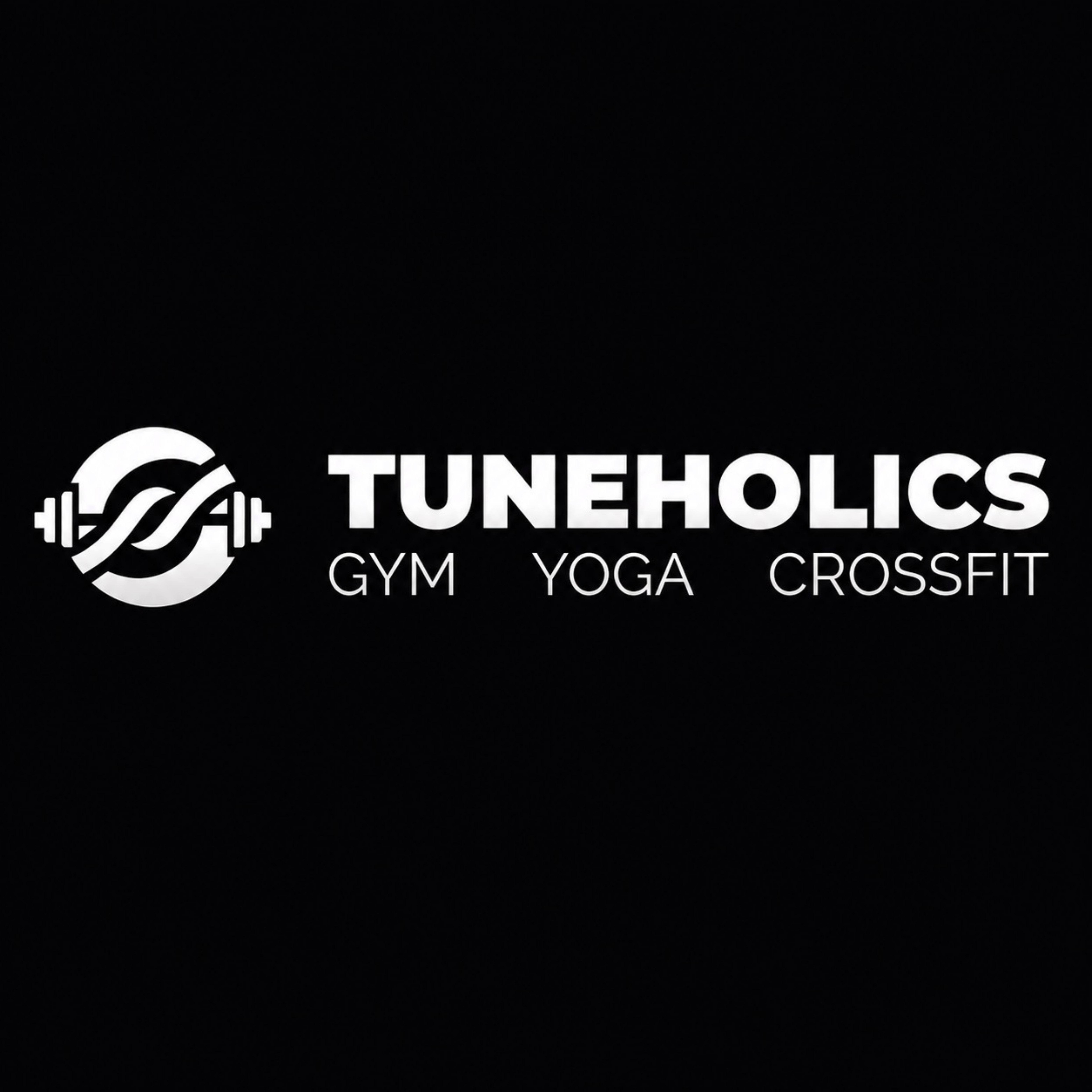Spacious premium gym floor with rows of barbells and power racks, dramatic overhead spotlights, dark floor, deep shadow atmosphere